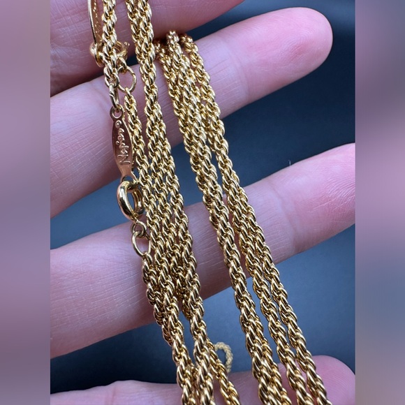 Set of 2 Vintage Signed Napier Gold Tone Detailed Rope Chain Necklace Costume - Picture 8 of 8